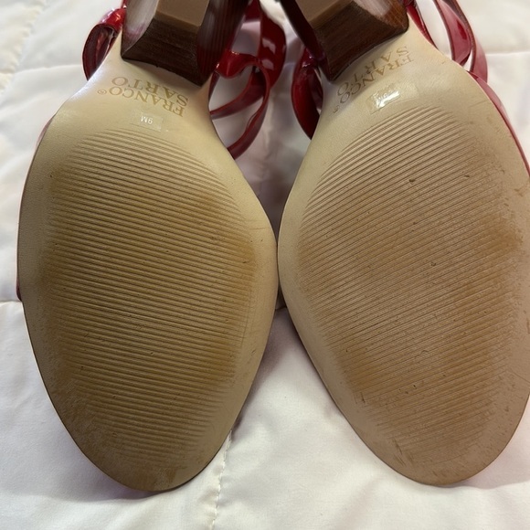 Franco Sarto Patent Red Strap Wedge Heel 9M - Picture 8 of 10